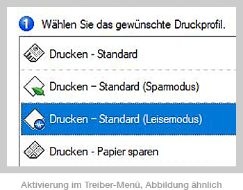 Leisemodus - Druckertreiber Leisemodus - Druckertreiber